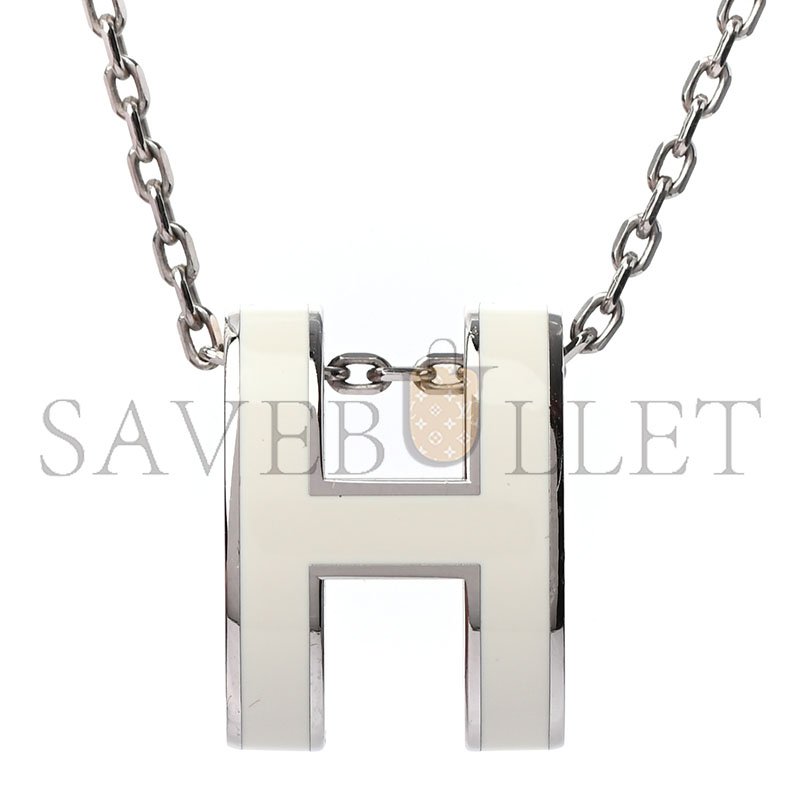H**mes lacquered palladium pop h pendant necklace white